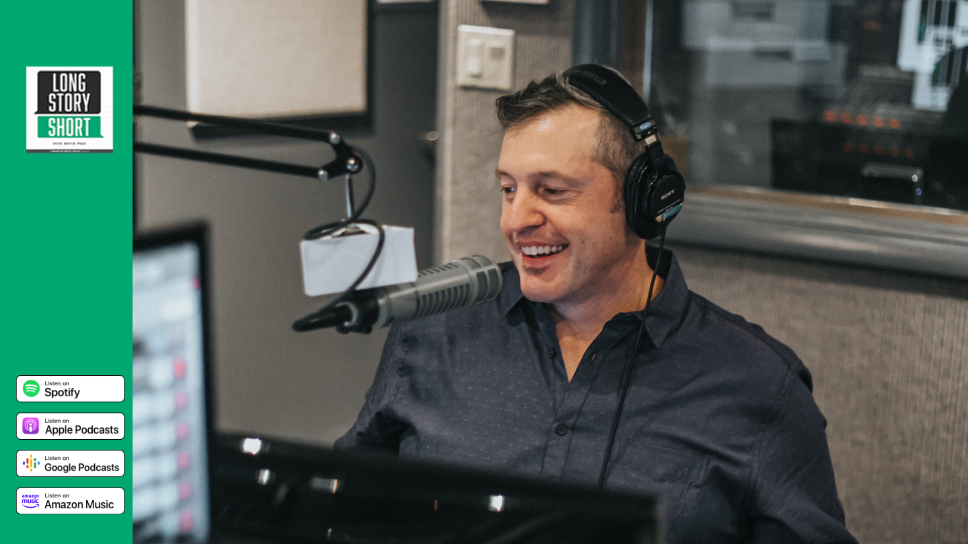 Jack smiling while sitting behind the microphone in the BRIGHT-FM radio studio